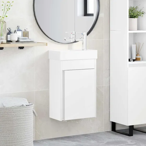 vidaXL Badeværelses Vanity-enhed med Armatur, Hvid, 40,5x22,5x62 cm