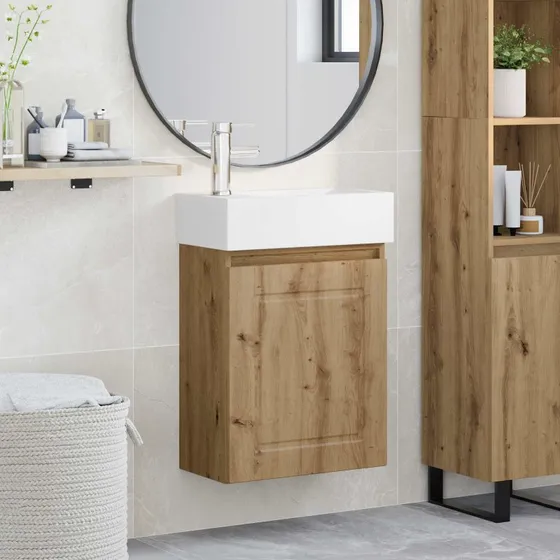 vidaXL Badeværelses Vanity-enhed Artisan-eg med armatur