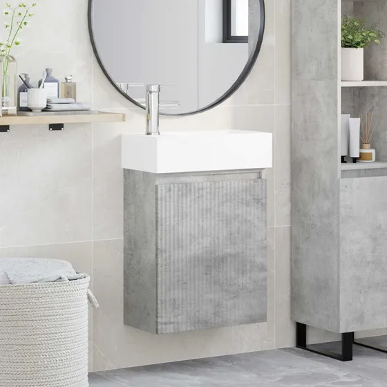 vidaXL Badeværelses Vanity-enhed med Armatur, Betongrå