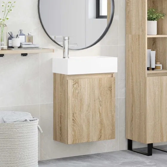 vidaXL Badeværelses Vanity-enhed med Armatur i Sonoma-eg