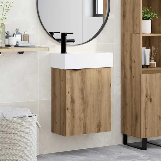 vidaXL Badeværelses Vanity-enhed med Armatur i Artisan-eg