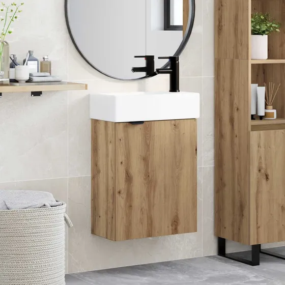 vidaXL Badeværelses Vanity-enhed Artisan-eg med armatur