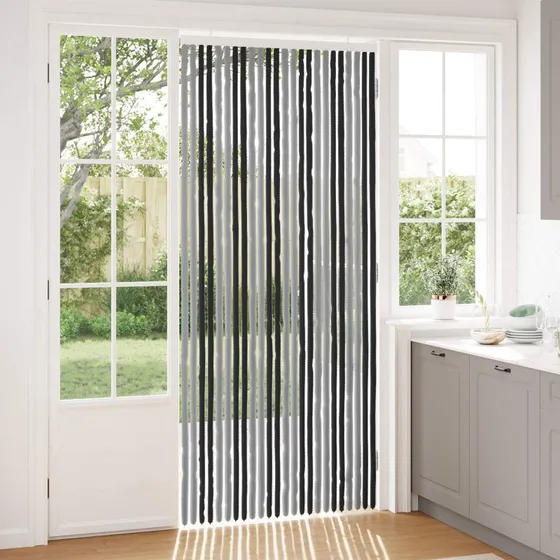 vidaXL Insektgardin i Chenille Grå/Sort - 100 x 230 cm