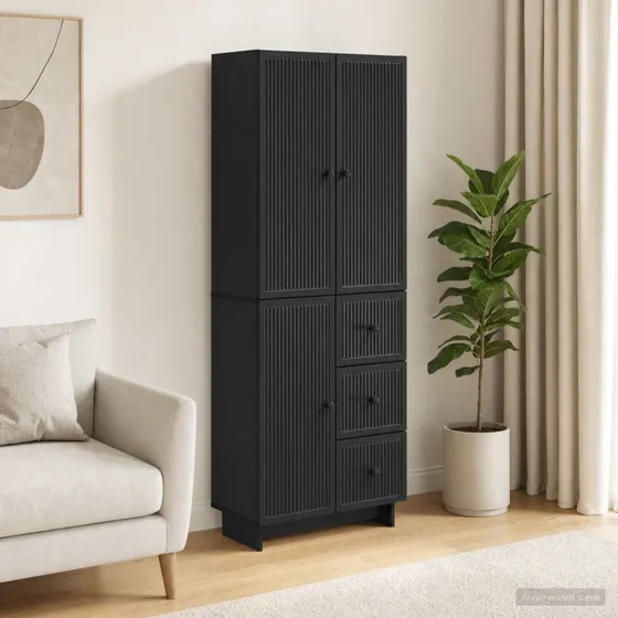 vidaXL Skab Sæt 2 stk. i sort konstrueret træ - 66 x 34,5 x 90 cm