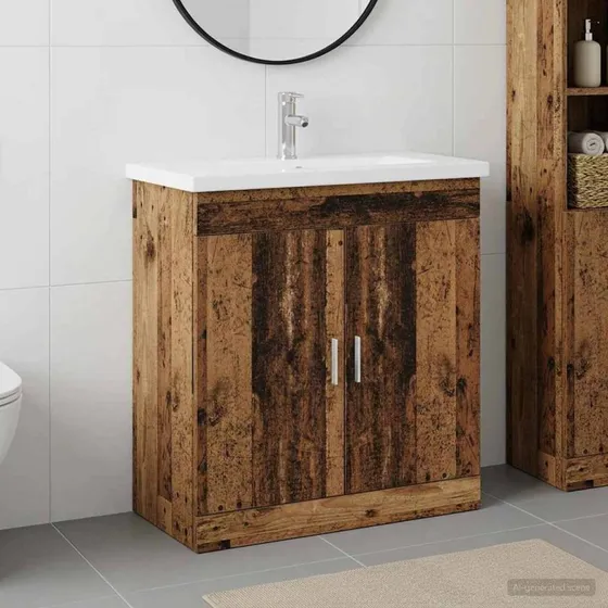 vidaXL Badeværelsesmøbel sæt Gammelt træ 81 x 40 x 84,5 cm