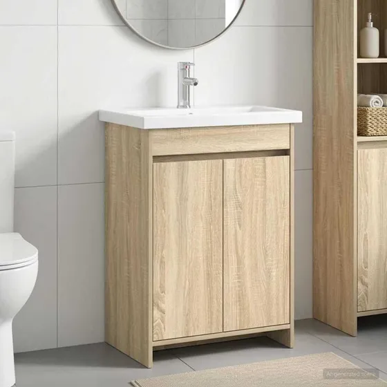 vidaXL Badeværelsesmøbel sæt Sonoma-eg 81 x 40 x 84,5 cm