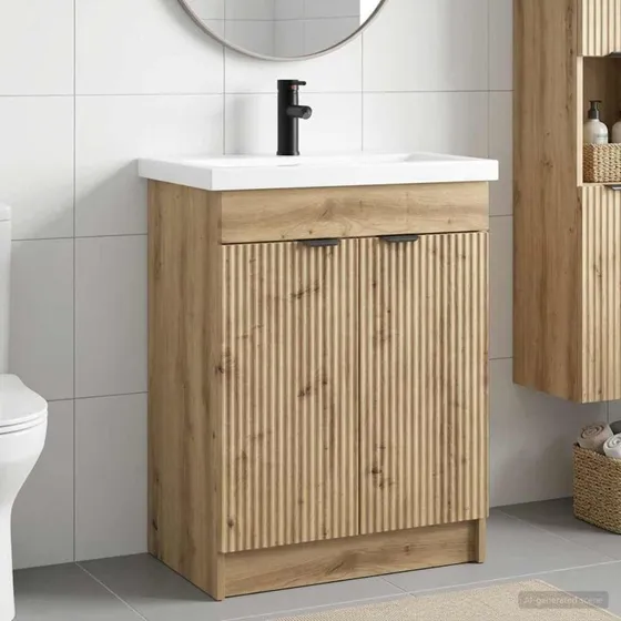 vidaXL Badeværelsesmøbel sæt Artisan-eg 56 x 37,5 x 81 cm