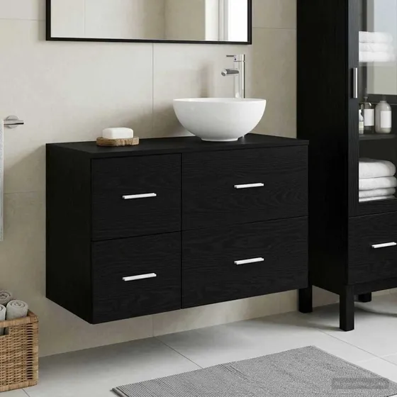 vidaXL Badeværelsesmøbel sæt 2 stk. Sort eg 49,5 x 41 x 80 cm