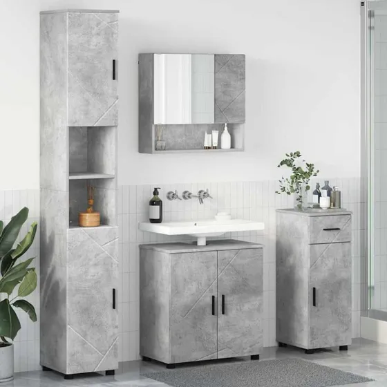vidaXL Badeværelsesmøbel sæt 4 stk. Beton Grå 61 x 35 x 64 cm