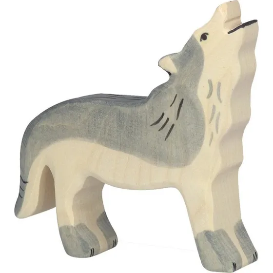 Holztiger Ulv, hyler – træfigur 11×11×2,3 cm, grå