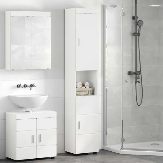 vidaXL TULUM Badeværelsesskab – Hvid Højglans 37 x 31,5 x 203 cm