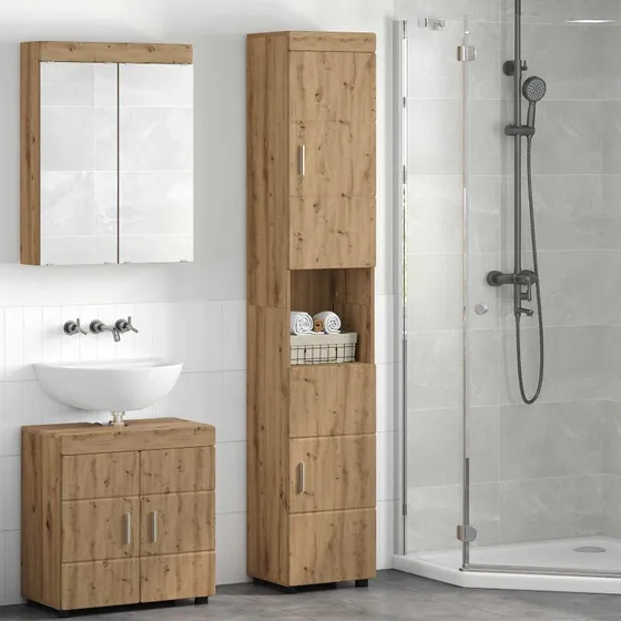 vidaXL Badeværelsesskabsæt TULUM Artisan Egetræ 37x31,5x203 cm