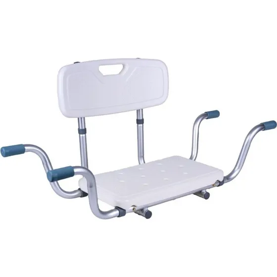 ANTAR AT51032 Badebænk med Ryglæn – 40 cm, Lys grå/Aluminium