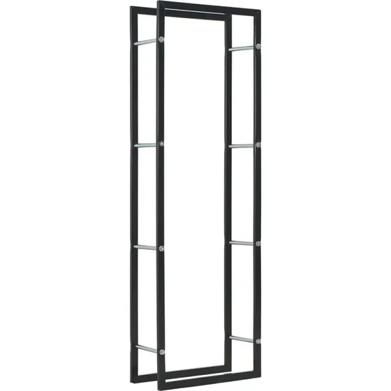 Brændestativ i sort stål - 80 x 25 x 150 cm
