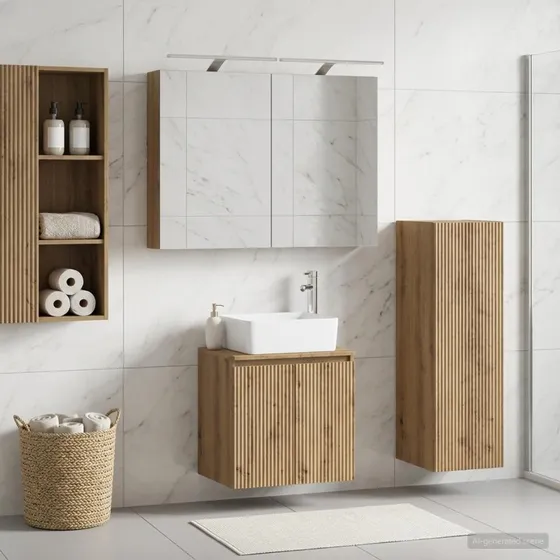 vidaXL Badeværelsesmøbel sæt 4 stk. Artisan-eg med LED