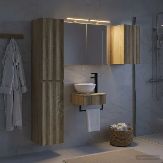 vidaXL Badeværelsesmøbel sæt 5 stk. Sonoma-eg med LED