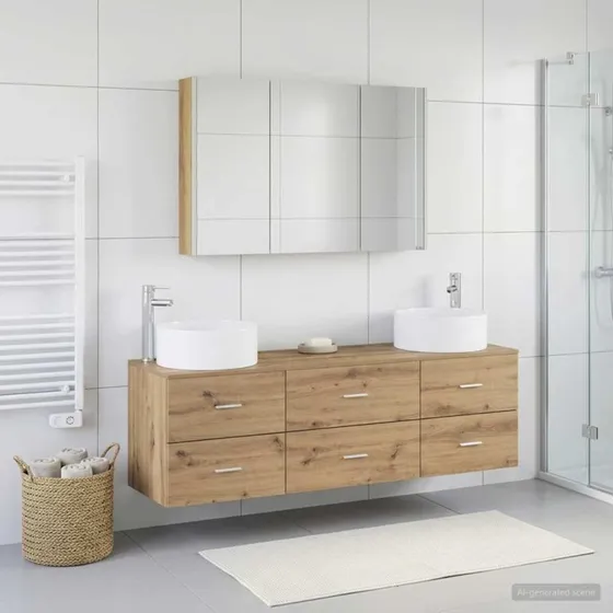 vidaXL Badeværelsesmøbel sæt 4 stk. Artisan-eg 49,5 x 44,5 x 65,5 cm