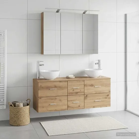 vidaXL Badeværelsesmøbel sæt 4 stk. Artisan-eg 100 x 70 cm
