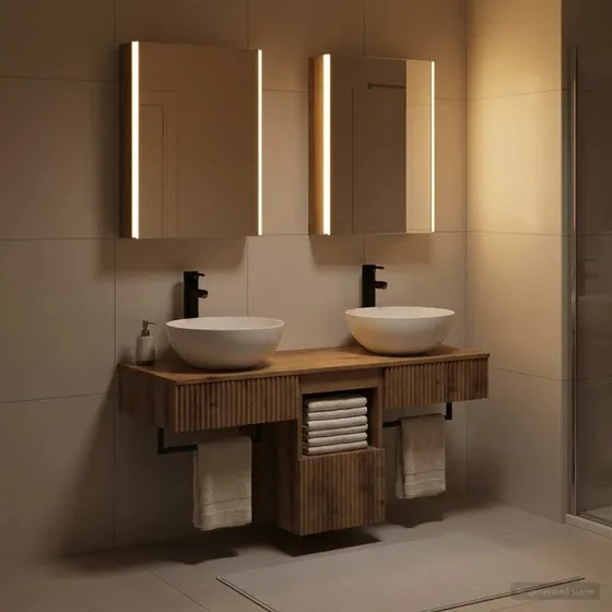 vidaXL Badeværelsesskabsæt 5 stk. Artisan-eg med LED-spejl