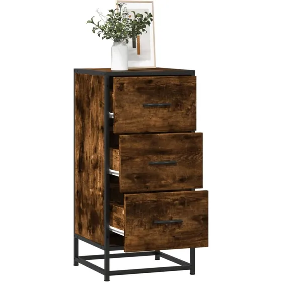 vidaXL Skab 35,5x35x76 cm i røget eg og metal
