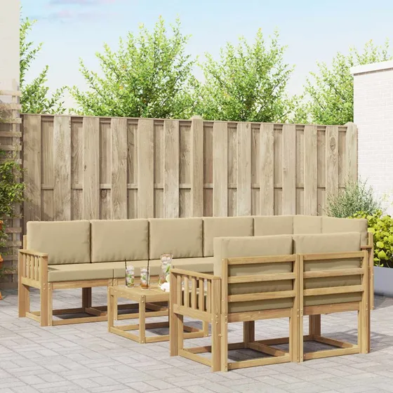 vidaXL Udendørs sofagruppe 9 stk. Hvid og Beige