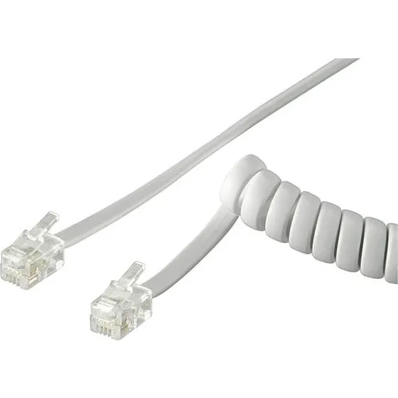 Goobay Spiralkabel til telefon, 2m, RJ10, Hvid