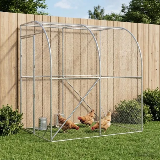 vidaXL Kyllingehus Sølv 200 x 200 x 215 cm i Galvaniseret Stål