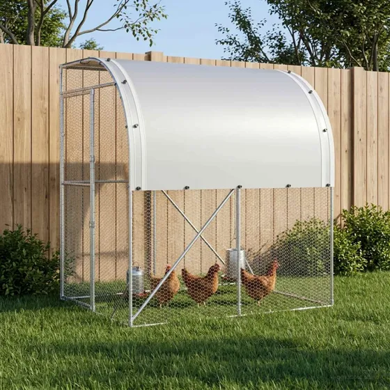 vidaXL Kyllingehus Sølv 200 x 200 x 215 cm i Galvaniseret Stål