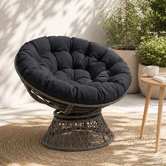 vidaXL VIANEN Papasan stolspude - Mørk blå, Ø 120 x 12 cm