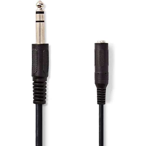 Nedis 6,35 mm Jack Stereo Forlængerkabel 5 m (Han/Hun) - Sort