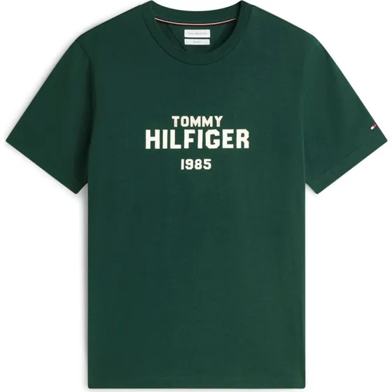 TOMMY HILFIGER Brand Love Stack Tee - Mørkegrøn/Hvid