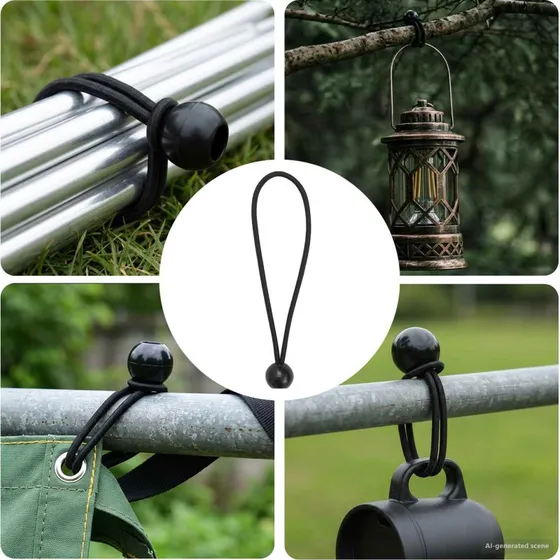 vidaXL Bungee Snore med Bolde 100 stk. Sort 4 mm x 22 cm