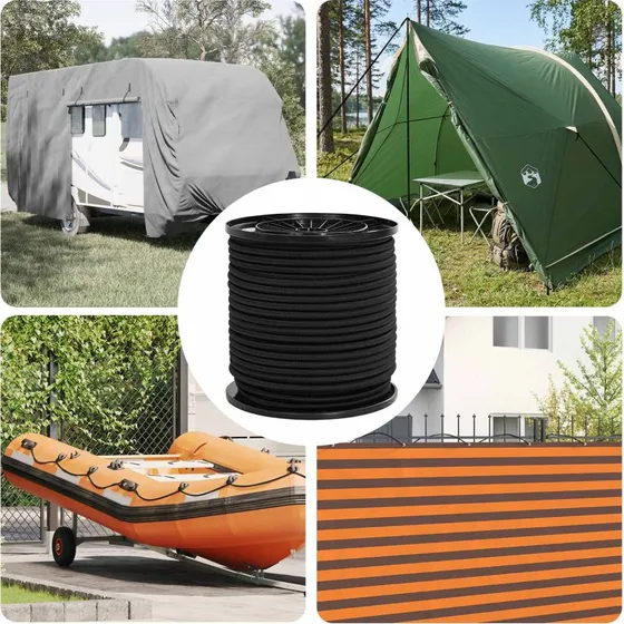 vidaXL Bungee Snore 4 mm Sort PP og gummi - 250 m