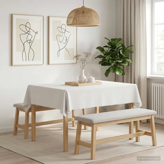 vidaXL Bordklæde 5 stk. Rektangulær Hvid 140 x 180 cm Polyester