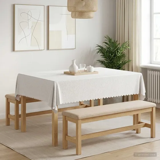 vidaXL Bordklæde Rektangulær Hvid 140 x 180 cm