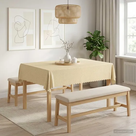 vidaXL Bordklæde Jacquard Cremehvid 140 x 180 cm