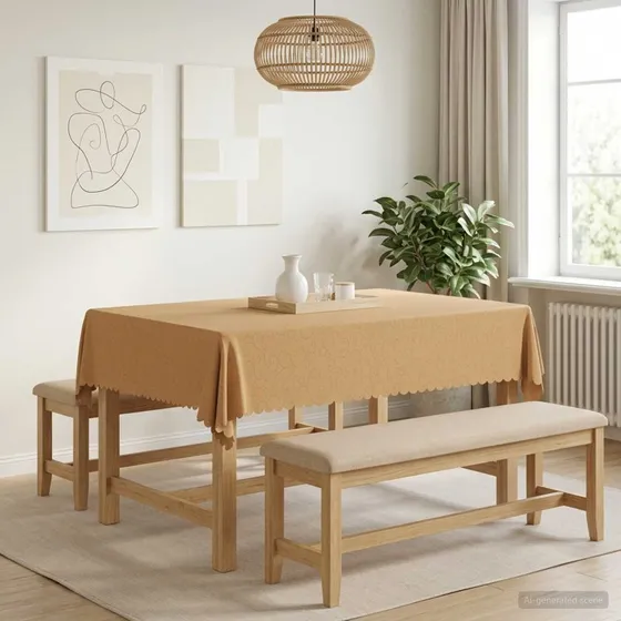 vidaXL Bordklæde Rektangulær Beige 140 x 160 cm