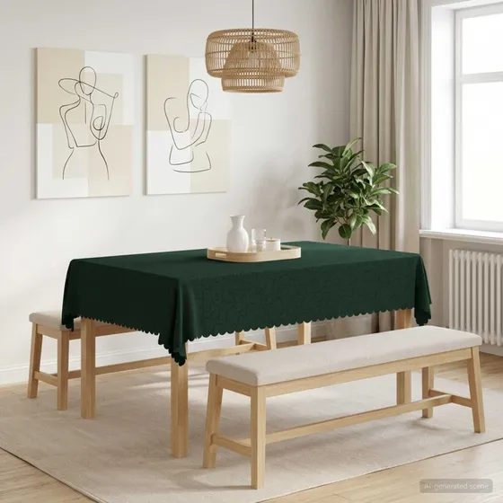 vidaXL Bordklæde Rektangulær Mørkegrøn 140 x 160 cm