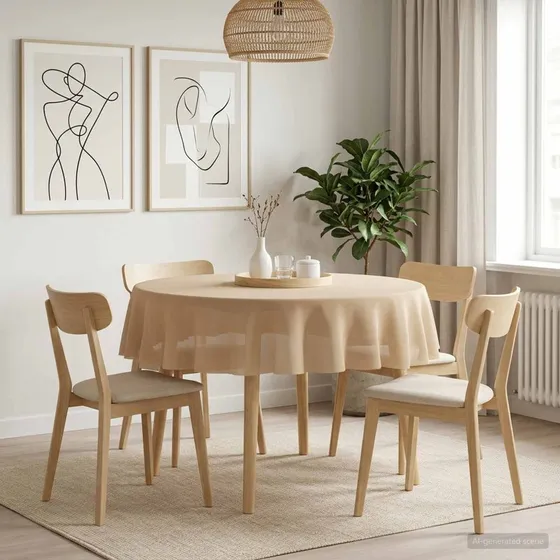 vidaXL Bordklæde Rund Beige Ø 140 cm
