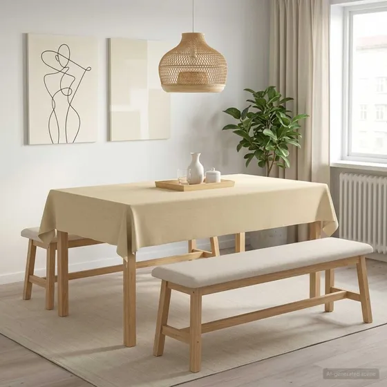 vidaXL Bordklæde Rektangulær Cremehvid 140 x 220 cm