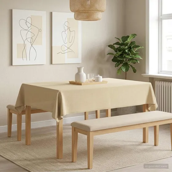 vidaXL Bordklæde Rektangulær Cremehvid 140 x 160 cm