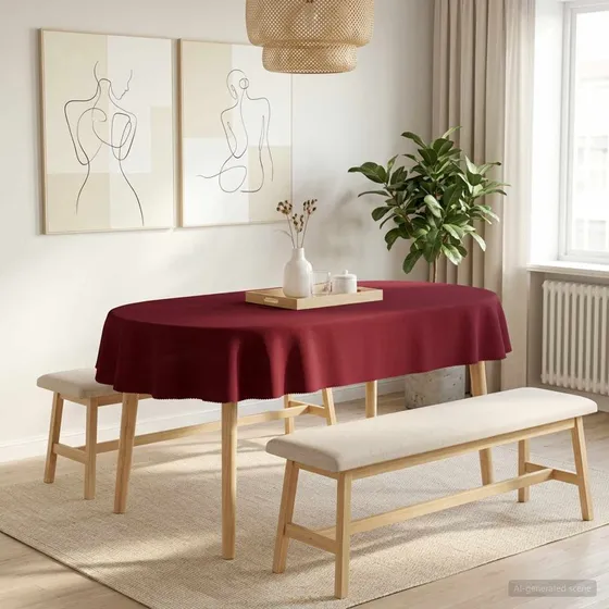 vidaXL Bordklæde Oval Vinrød 130 x 180 cm Polyester