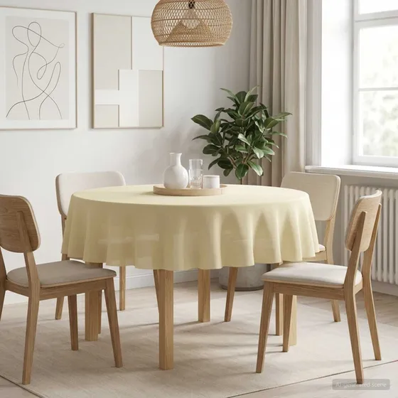 vidaXL Bordklæde Rund Cremehvid Ø 140 cm i Polyester