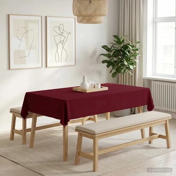 vidaXL Bordklæde Rektangulær Vinrød 140 x 260 cm Polyester