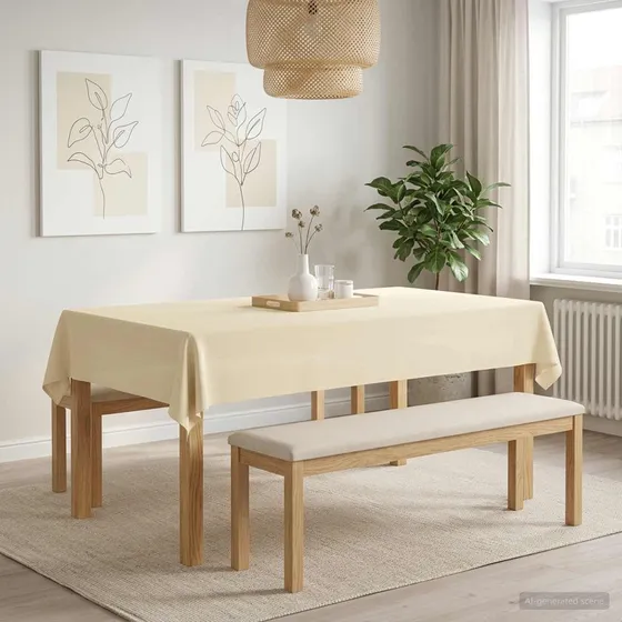 vidaXL Bordklæde Rektangulær Cremehvid 110 x 180 cm Polyester