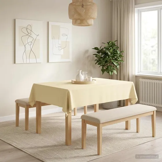 vidaXL Bordklæde Rektangulær Cremehvid 110 x 140 cm Polyester