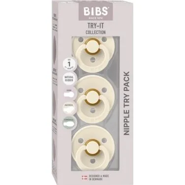 BIBS Try-It Colour 3-pak | Str. 1 (0-6 m) Ivory
