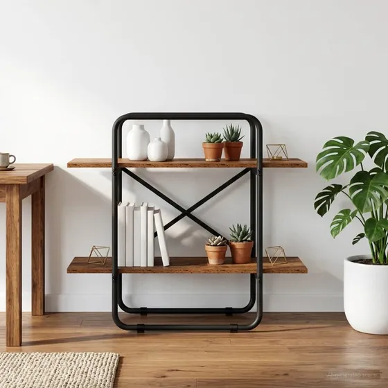 vidaXL Bogreol 2 niveauer, 60x35x70 cm, Egetræ & Stål