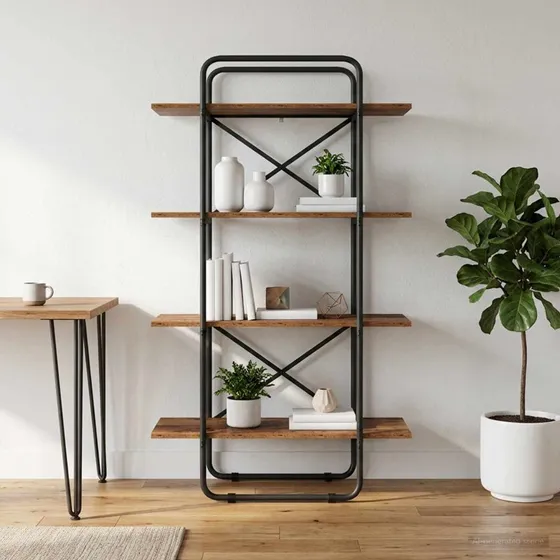 vidaXL Bogreol 4 niveauer 80x35x140 cm Egetræ