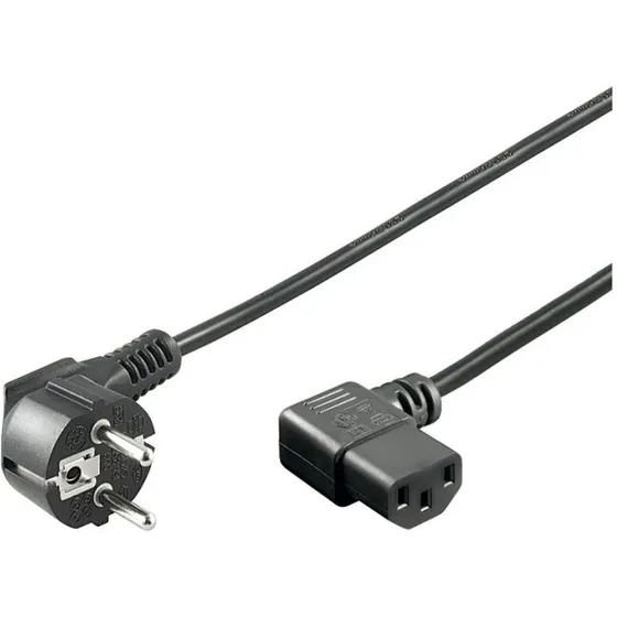 Strømkabel 1,5 m med vinklet stik - sort